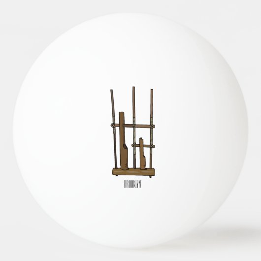 Tekening van de angklung-cartoon pingpongbal (Voorkant)