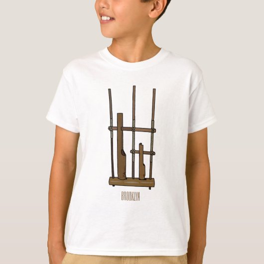 Tekening van de angklung-cartoon t-shirt (Voorkant)