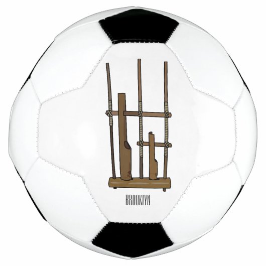 Tekening van de angklung-cartoon voetbal (Voorkant)
