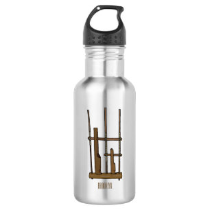 Tekening van de angklung-cartoon waterfles 