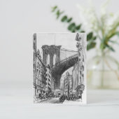  tekening van de Brooklyn Bridge Tenements Briefkaart (Staand voorkant)