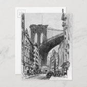  tekening van de Brooklyn Bridge Tenements Briefkaart (Voorkant / Achterkant)