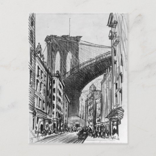  tekening van de Brooklyn Bridge Tenements Briefkaart (Voorkant)