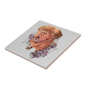 Tekening van de bruine Dog Kunst en Lilies Tegeltje (Zijkant)