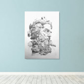 Tekening van de buste van Neptunus (Lambert-Sigisb Canvas Afdruk (Insitu (Houten vloer))