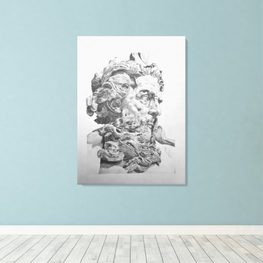 Tekening van de buste van Neptunus (Lambert-Sigisb Canvas Afdruk (Insitu (Houten vloer))