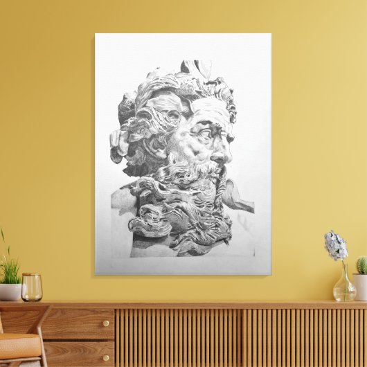 Tekening van de buste van Neptunus (Lambert-Sigisb Canvas Afdruk (Insitu (Woonkamer))