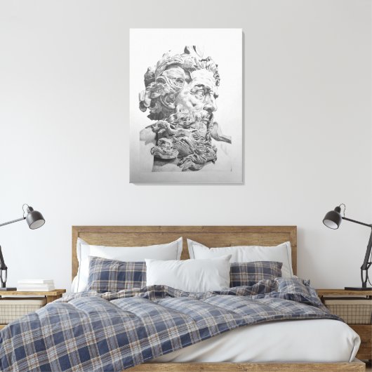 Tekening van de buste van Neptunus (Lambert-Sigisb Canvas Afdruk (Insitu (Slaapkamer))