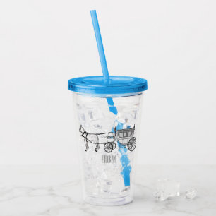 Tekening van de cartoon van bruiloft en vervoer acryl drinkbeker