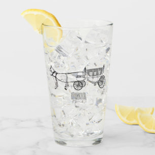 Tekening van de cartoon van bruiloft en vervoer glas