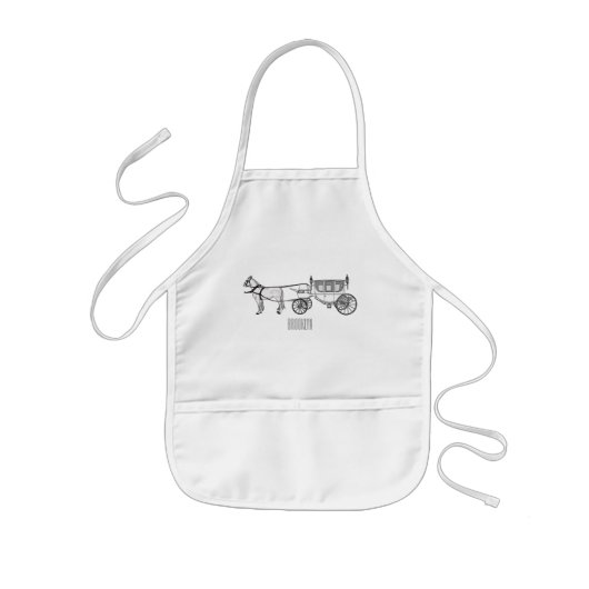 Tekening van de cartoon van bruiloft en vervoer kinder schort (Voorkant)
