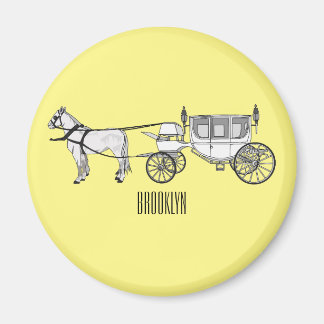 Tekening van de cartoon van bruiloft en vervoer magneet