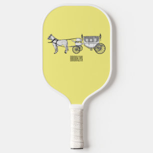 Tekening van de cartoon van bruiloft en vervoer pickleball paddle