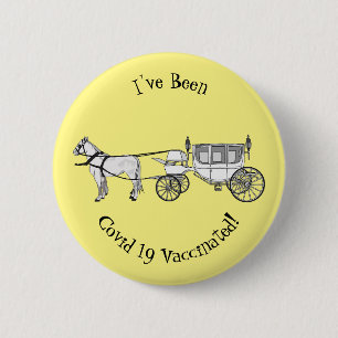 Tekening van de cartoon van bruiloft en vervoer ronde button 5,7 cm