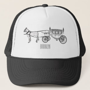 Tekening van de cartoon van bruiloft en vervoer trucker pet