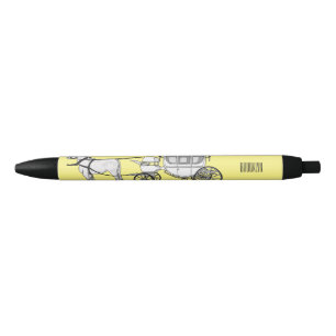Tekening van de cartoon van bruiloft en vervoer zwarte inkt pen