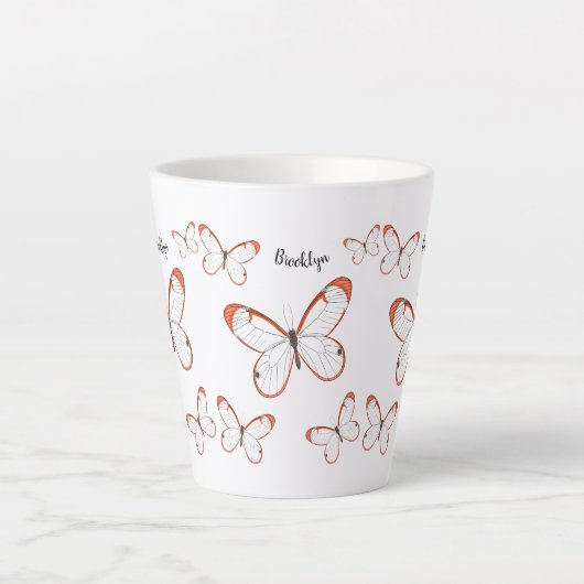 Tekening van de cartoon van de brillenglyter latte mok (Voorkant)