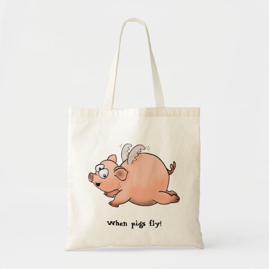 tekening van de cartoon van een varken met vleugel tote bag (Voorkant)