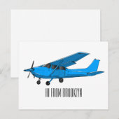Tekening van de cartoon van vast vliegtuig briefkaart (Voorkant / Achterkant)