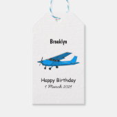 Tekening van de cartoon van vast vliegtuig cadeaulabel (Voorkant)