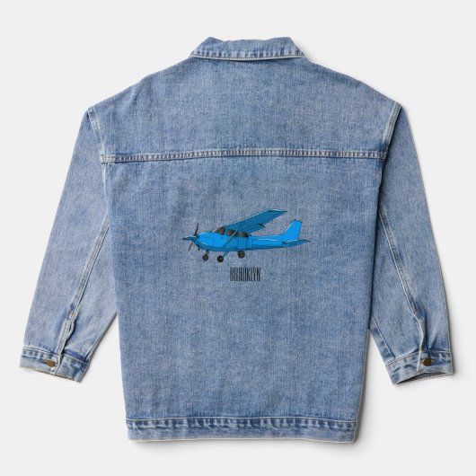 Tekening van de cartoon van vast vliegtuig denim jacket (Achterkant)