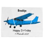 Tekening van de cartoon van vast vliegtuig groot cadeauzakje (Achterkant)