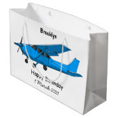 Tekening van de cartoon van vast vliegtuig groot cadeauzakje (Achterkant Gekanteld)