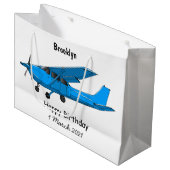 Tekening van de cartoon van vast vliegtuig groot cadeauzakje (Voorkant Gekanteld)