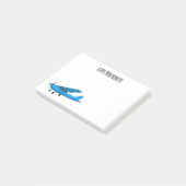 Tekening van de cartoon van vast vliegtuig post-it® notes (Schuin)