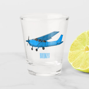Tekening van de cartoon van vast vliegtuig shot glas