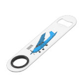 Tekening van de cartoon van vast vliegtuig speed flessenopener (Achterkant Gekanteld)