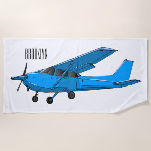 Tekening van de cartoon van vast vliegtuig strandlaken