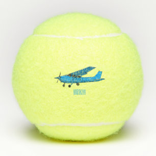 Tekening van de cartoon van vast vliegtuig tennisballen