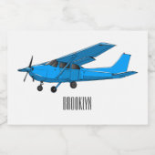 Tekening van de cartoon van vast vliegtuig voedselcontainer etiket (Enkel label)