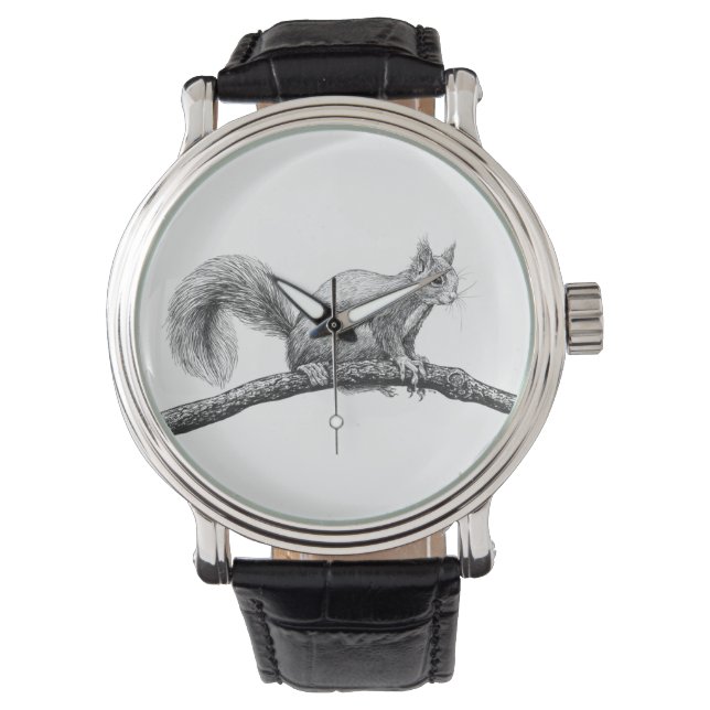 Tekening van de eekhoorn horloge (Voorkant)