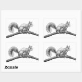 Tekening van de eekhoorn rechthoekige sticker (Vel)