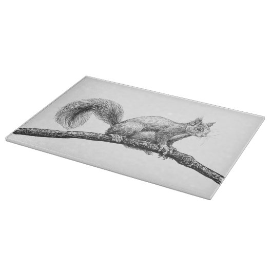 Tekening van de eekhoorn snijplank (Hoek)