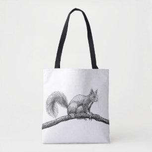 Tekening van de eekhoorn tote bag