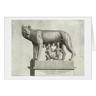 Tekening van de Etruscan bronze van de she-wolf