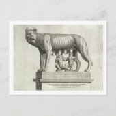 Tekening van de Etruscan bronze van de she-wolf Briefkaart (Voorkant)