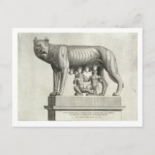 Tekening van de Etruscan bronze van de she-wolf Briefkaart