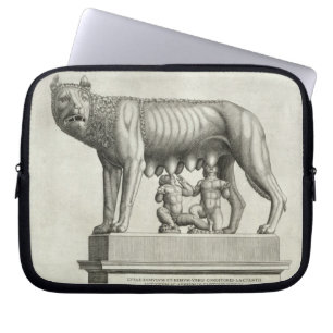 Tekening van de Etruscan bronze van de she-wolf Laptop Sleeve