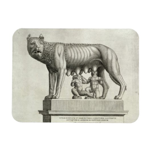 Tekening van de Etruscan bronze van de she-wolf Magneet (Horizontaal)