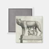 Tekening van de Etruscan bronze van de she-wolf Magneet (Voorkant / Achterkant)