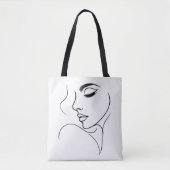 Tekening van de gezichtslijn tote bag (Voorkant)
