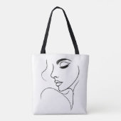 Tekening van de gezichtslijn tote bag (Achterkant)