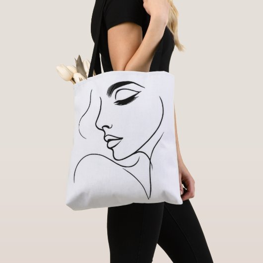 Tekening van de gezichtslijn tote bag (Dichtbij)