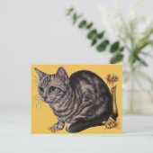 Tekening van de kat met distilleermiddelen op het briefkaart (Staand voorkant)