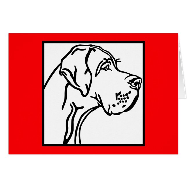 Tekening van de kop van een Great Dane (Voorkant Horizontaal)