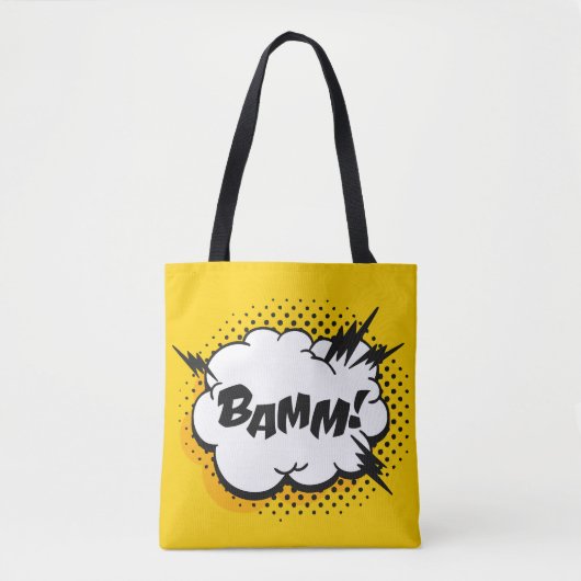 Tekening van de kunstspraak van de pop met tekst. tote bag (Voorkant)